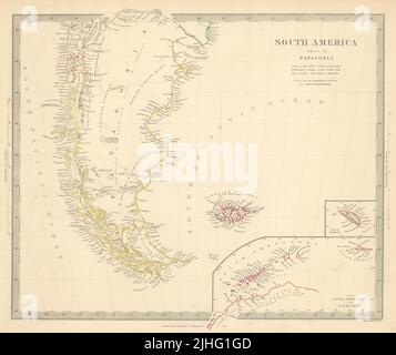 PATAGONIA. Argentina Chile Tierra del Fuego Falklands S Georgia. SDUK 1851 map