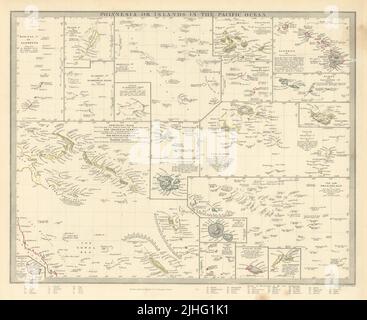 PACIFIC ISLANDS. Polynesia Hawaii Samoa Fiji Tonga Tahiti Cook. SDUK 1851 map
