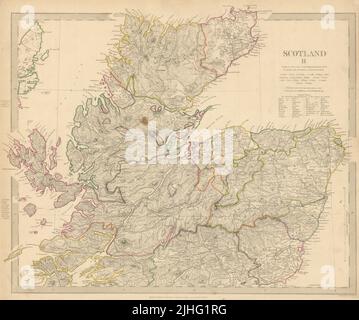 SCOTLAND NORTH. Shows castles & kirks. Inset former county names SDUK 1844 map