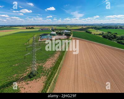 Drone image of a modern biogas plant in Germany during daytime Stock Photo