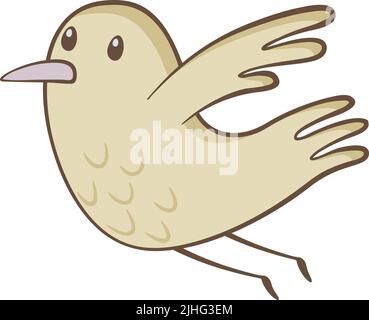 Cute Little Bird Tweeting Cartoon Flat Style Vector Illustration