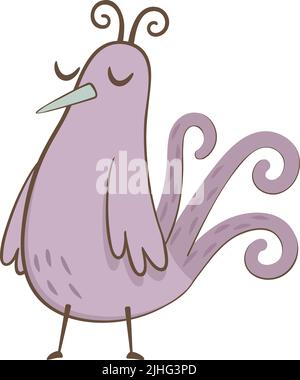 Cute illustration of little bird on white background. Vector illustration in hand drawn style. Stock Vector