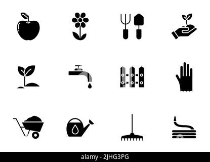 gardening silhouette vector icons Stock Vector