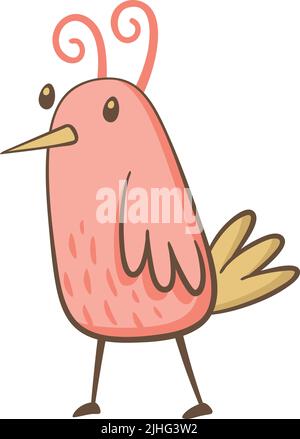 Cute illustration of little bird on white background. Vector illustration in hand drawn style. Stock Vector