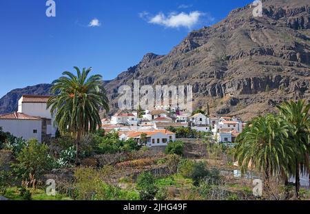 The small village Fataga, San Bartolome de Tirajana, Grand Canary, Canary islands, Spain, Europe Stock Photo