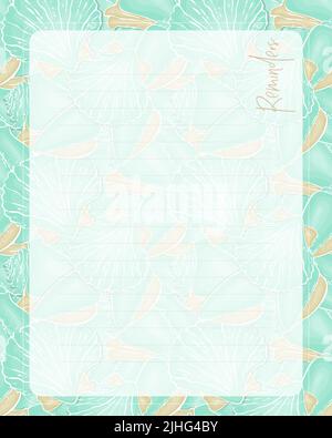 Reminder To do List , lined paper, pattern Seashell. Notes to do list planner. Vector illustration Stock Vector