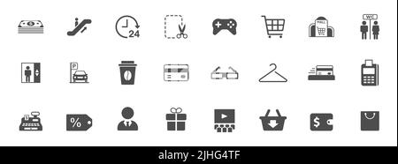 shopping mall silhouette vector icons Stock Vector