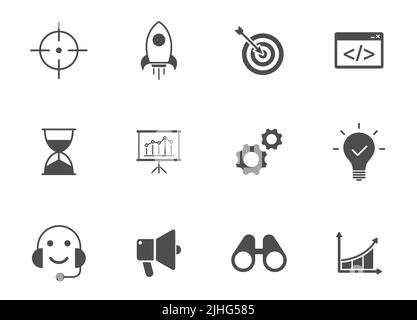 startup black vector icons Stock Vector