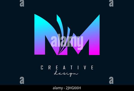 Creative colorful letter Nm n m logo with leading lines and road concept design. Letters with geometric design. Vector Illustration with letter and cr Stock Vector