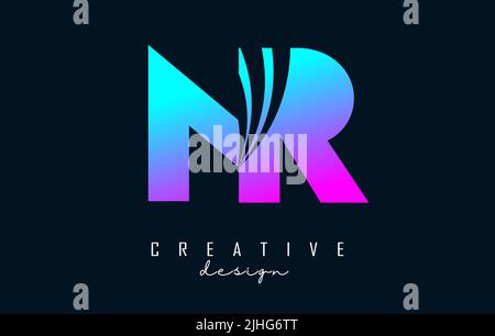 Creative colorful letter NR n r logo with leading lines and road concept design. Letters with geometric design. Vector Illustration with letter and cr Stock Vector