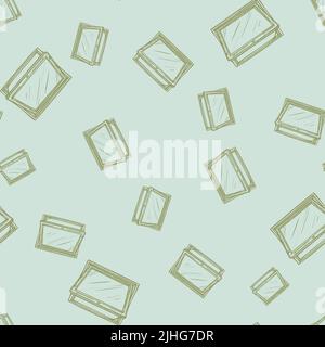 Opened window lean forward seamless pattern. Retro element inside wall in hand drawn style. Sketch texture for fabric, wallpaper, textile, print, titl Stock Vector