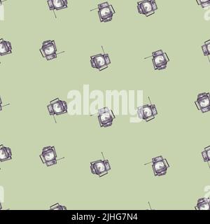 Retro TV engraved seamless pattern. Vintage television with antenna in hand drawn style. Sketch old device. Texture for fabric, wallpaper, textile, pr Stock Vector