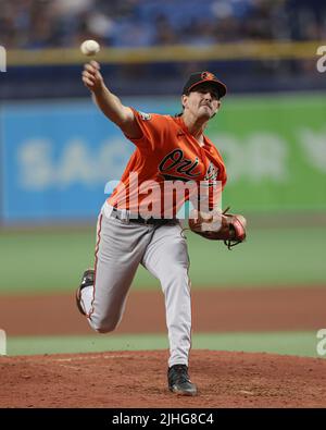 Baltimore, USA. 05th June, 2022. BALTIMORE, MD - JUNE 05: Baltimore Orioles  starting pitcher Dean Kremer (64) sends one down during a MLB game between  the Baltimore Orioles and the Cleveland Guardians