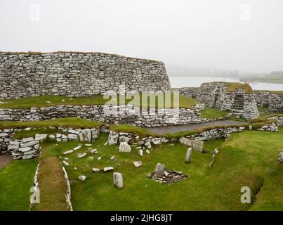 Clickimin Broch an Iron age fortified building in Lerwick, Shetland mainland, Scotland, UK. Stock Photo