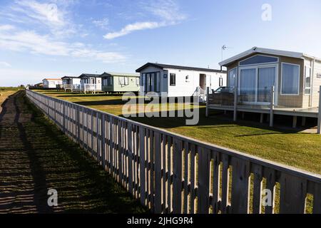 Seafield Caravan Park, Seahouses, Northumberland, England Stock Photo ...