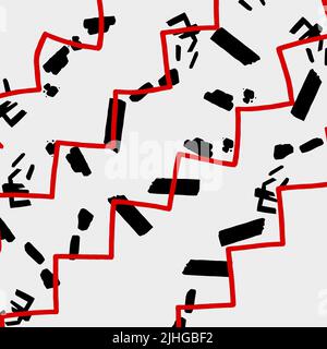 Geometric background, in red and black colors, pockmarked, zigzag line, background for a banner, minimalism Stock Vector