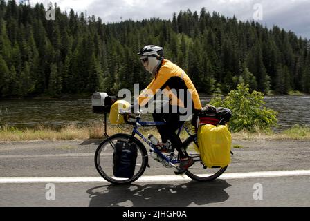 Highway 12 /Idah / Montana o /USA- 18 June 2016  Ligh soruanding high way 12  indao north wester forest burning  Lochsa river rifting  sports and clearwater  journey from Lewiston clear water river to Missoula Montana high way 12 nothwestern united states                  Photo. Francis Joseph Dean / Deanpictures. Stock Photo