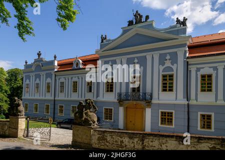 The Rococo chateau Peruc is one of the most valuable in Bohemia. The castle is located northwest of Prague near Louny Stock Photo