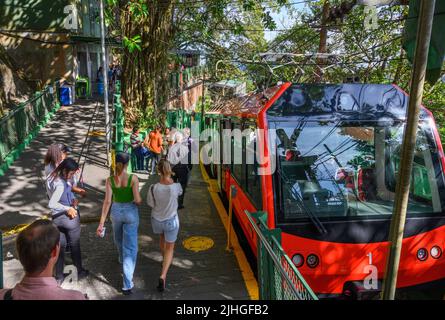 Cog railway station at Christ the Redeemer statue, Corcovado, Rio de Janeiro, Brazil Stock Photo