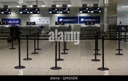 Toronto, Ontario, Canada - Oct 25 2016 Toronto Pearson YYZ Airport Empty departures check in area for  AeroMexico and Cathay Pacific Stock Photo