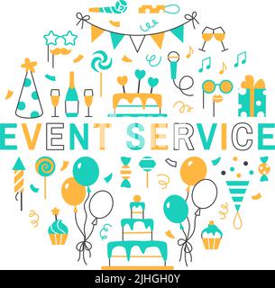 Party concept icon. Event management idea thin line illustration. Night