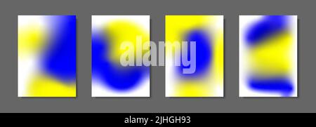 Set of blurred backgrounds with ukrainian flag blurred gradient colors. Design for for brochures, posters, banners, flyers and cards Stock Vector