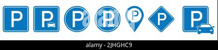 Set of parking signs. Design for web and mobile app. Vector illustration Stock Vector