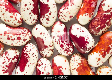 Spotted beans closeup. Top view Stock Photo
