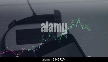 Image of data processing over smartphone Stock Photo