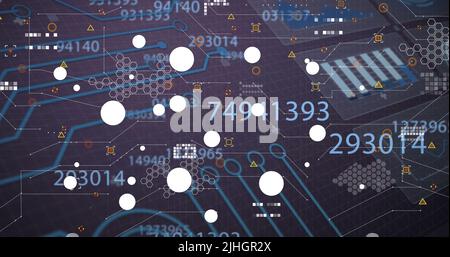 Image of data processing over spots Stock Photo