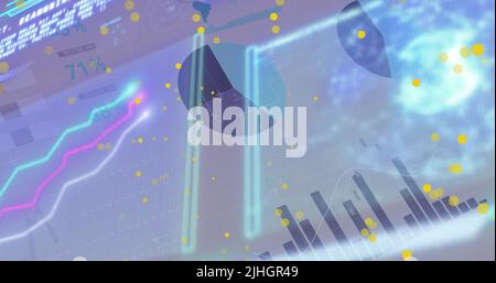 Image of data processing over spots Stock Photo
