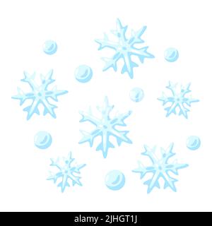 Illustration of snow and snowflakes. Cartoon cute image of winter. Stock Vector