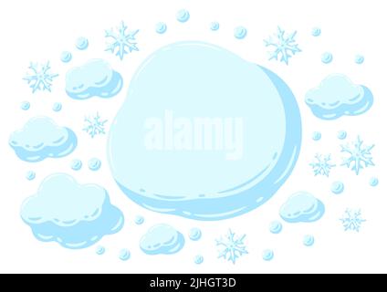 Seamless pattern with blue clouds and snowflakes. Cartoon cute image of snow. Stock Vector
