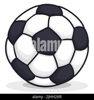Design in cartoon style of soccer ball, isolated over white background. Stock Vector