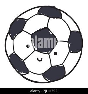 Design in doodle style of cute soccer ball smiling at you, with felt tip pen stains. Stock Vector