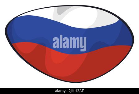 Template with irregular semi oval shape with Russian tricolor flag design inside of it. Stock Vector