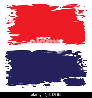 Two template labels in brush strokes style in red and blue color. Stock Vector