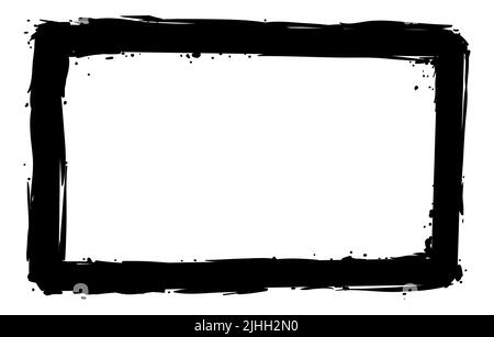Frame template in rectangular shape in black paint and brushstroke style. Stock Vector