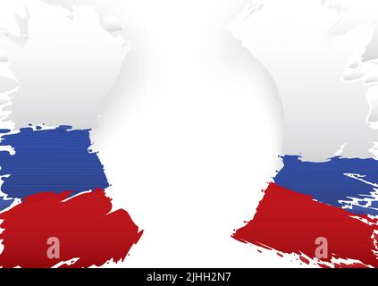 Artistic design of the Russian flag, with empty center and tricolor paint splashed on the sides. Stock Vector