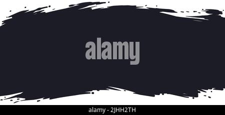 Conceptual template like a black brushstroke spot in horizontal position over white background. Stock Vector