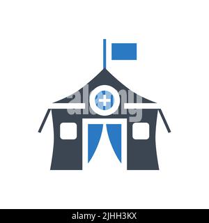 Medical tent related vector glyph icon. Medical tent sign. Isolated on ...