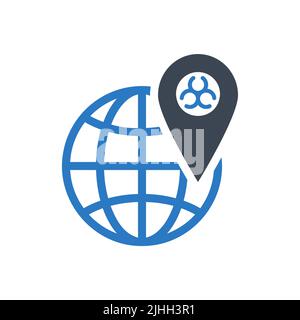 Outbreak virus world related vector glyph icon Stock Vector