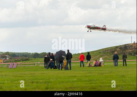 Gothenborg, Sweden - August 29 2009: Yak-55 performing aerobatics display at Gothenburg Aero Show. Stock Photo