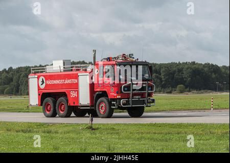 Gothenborg, Sweden - August 29 2009: Volvo FL12 airport fire truck on display. Stock Photo