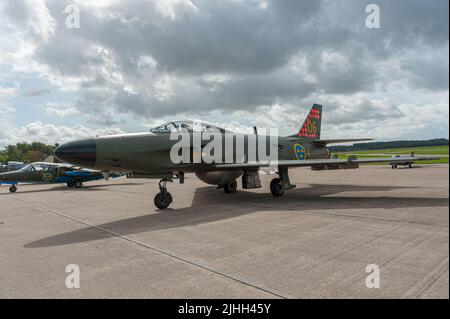 Gothenborg, Sweden - August 29 2009: Swedish air force Saab J32B on display. Stock Photo