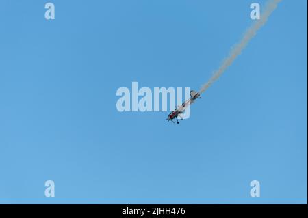 Gothenborg, Sweden - August 29 2009: Yak-55 performing aerobatics display at Gothenburg Aero Show. Stock Photo