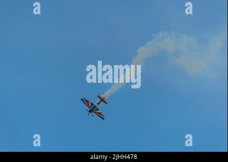 Gothenborg, Sweden - August 29 2009: Yak-55 performing aerobatics display at Gothenburg Aero Show. Stock Photo