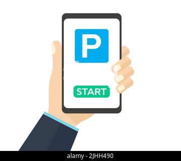 Online parking payment application, city parking logo design. Smart city parking mobile app concept, technology vector design and illustration. Stock Vector