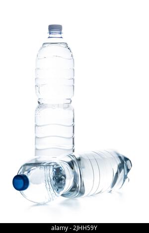 Plastic water bottle isolated on a white background. Stock Photo