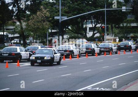 SDPD Crown Vic cruisers at a crime scene Stock Photo